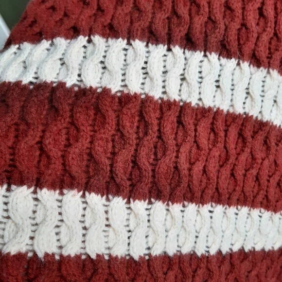 J.Crew Sweater 100% Merino Wool Chunky Cable Knit Wide Stripes Size S - Picture 5 of 13